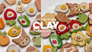 how i make clay magnets 🧃🍓🍊 using air dry clay  no bake [upl. by Imiaj]