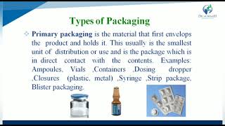 Lecture 37 Pharmaceutical Packaging Part1 BY PAYAL N VAJA [upl. by Danas]