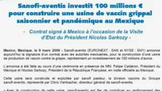 Grippe Mexicaine SANOFI SAVAIT Contrat 9 Mars 2009 [upl. by Recha]