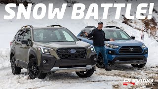 Snow Battle Subaru Forester Wilderness vs Toyota RAV4 TRD OffRoad [upl. by Petras]