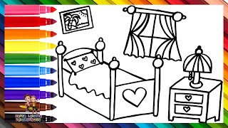 Zeichnen und Ausmalen eines Zimmers 🛏️❤️🖼️🌈 Kinderzeichnungen [upl. by Surbeck]