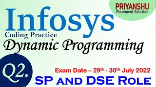 Q2 Infosys SP and DSE Coding Practice  Infosys SP Coding Question  Infosys Dynamic programming [upl. by Bonnie]