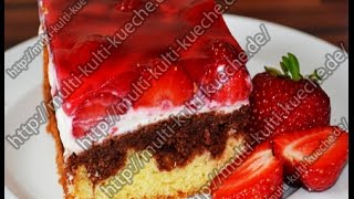 Erdbeerkuchen einfach und schnell selbst gemacht  Erdbeer Marmor Kuchen [upl. by Elsi]