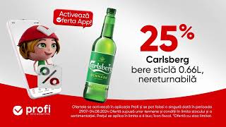 Activează oferta în aplicația Profi și ai Carlsberg bere 066L nereturnabilă cu 25 reducere [upl. by Mandy]