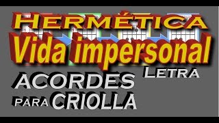 ♪♫ Letra Acordes BIEN DETALLADOS Cómo tocar con guitarra Vida impersonal Hermetica Tutorial acústico [upl. by Namyl]