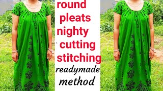 Round pleats nighty cutting and stitchinground neck pleats nighty cutting stitching [upl. by Quirita]