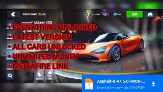 Asphalt 8 Mod Apk Version 750i🔥  Everything UnlockedUnlimited MoneyAll Cars Unlocked And More🔥 [upl. by Helen]