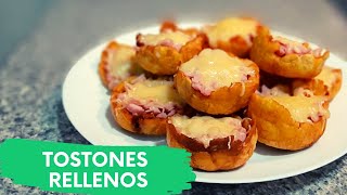 TOSTONES RELLENOS DE JAMÓN Y QUESO Dale un toque más sabroso a tus tostones tradicionales [upl. by Lenoel]