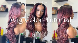 Full Wig Color Tutorial  Learn How to Balayage a Wig  Copper Mahogany [upl. by Llij477]