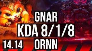 GNAR vs ORNN TOP  Rank 5 Gnar 818 Dominating  EUW Challenger  1414 [upl. by Jaquelin220]