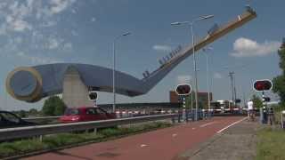 BIG ART DRAWBRIDGE IN THE NETHERLANDS  Slauerhoffbrug Leeuwarden  Friesland [upl. by Clemens]