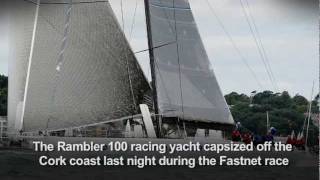 Gallery Rambler 100 yacht capsized during Fastnet Race [upl. by Bobbette]