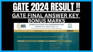 GATE 2024 RESULT NOTIFICATIONS  GATE FINAL ANSWER KEY OUT  BONUS MARKS TO ALL  GATE 2024CUTOFF [upl. by Buffum581]