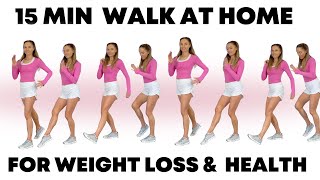 Walking Exercise for Weight Loss  15 Minute Walk at Home [upl. by Ahsatniuq]