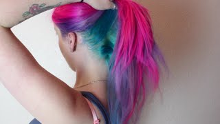 Magenta Violet amp Turquoise Hair Dye Tutorial [upl. by Grantland]