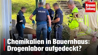 Chemikalien in Bauernhaus Drogenlabor aufgedeckt  kronetv NEWS [upl. by Yelime]