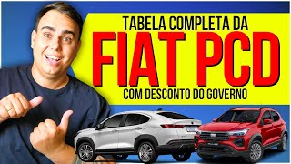 FIAT PARA PCD  TABELA COMPLETA COM DESCONTO DO GOVERNO auto carros pcd [upl. by Phelia]