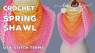 Crochet Spring Triangle Shawl 🌸 Quick Easy Lightweight amp Lacy [upl. by Augustine260]