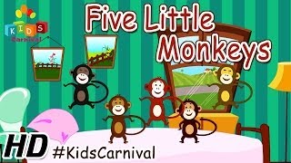 Five little monkeys  Children English Nursery Rhyme with Lyrics Subtitles and Action [upl. by Nwadahs220]