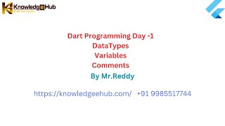 Day3  Dart Programming  DataTypes  Variables  Comments  91 9885517744 [upl. by Grew]