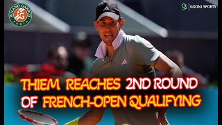 THIEM REACHES 2ND ROUND OF FRENCHOPEN QUALIFYING  Goonj Sports [upl. by Dirraj]