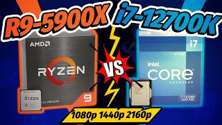 Intel i7 12700K vs Ryzen 9 5900X  1080p 1440p 2160p [upl. by Natika]