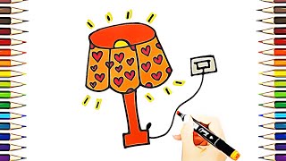 How To Draw a lampshade easy  Drawing and Coloring a lampshade for Kids step by step [upl. by Thynne]