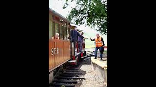 Passing the singleline token with quotSena VIIquot amp quotNo19quot on the SBR 8624 steam railway train [upl. by Annauj]