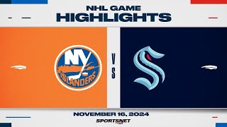 NHL Highlights  Islanders vs Kraken  November 16 2024 [upl. by Adnilem127]