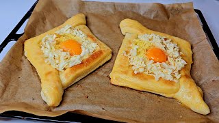 Lazy khachapuri made of puff pastry Khachapuri in Adjarian in 10 minutes [upl. by Divadnahtanoj236]