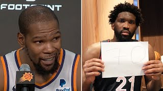 quot70stquot Kevin Durant Finds Out Joel Embiid Scored 70 Points [upl. by Gahl918]