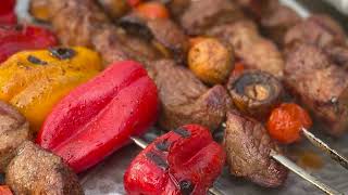 طريقة شوي تكة لحم غنم وخضراوات 1minute video lamb shish kabobs [upl. by Marisa]