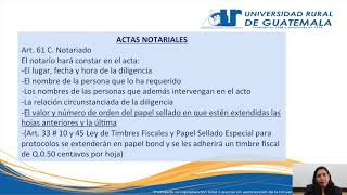 Derecho Notarial II Clase 10 Actas Notariales [upl. by Onahpets]