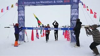 Runners brave extreme conditions in the Antarctic Ice Marathon [upl. by Hudgens]