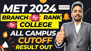 MET 2024 Branch vs Rank vs College 🥳  Manipal Cutoff 2024  MET 2024 Result  Manipal 2024MET 2024 [upl. by Magavern181]