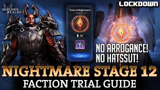 WOR Nightmare Faction Faction Trial Stage 10 11 amp 12 Guide  Watcher of Realms Best F2P Team [upl. by Ahsinrad]