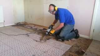 Titan SDS with a 80mm cranked tile chisel removing a kitchen floor TTB278SDSTTB279SDS [upl. by Onitsuj842]