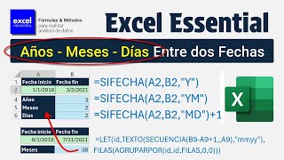 Como calcular Años Meses y Días entre dos fechas en Excel [upl. by Dougherty]