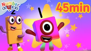 Counting Level 1  Numberblocks 45 Minute Compilation  123  Numbers Cartoon For Kids [upl. by Eentruok]