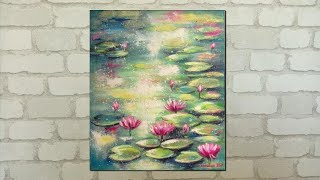 Sunlight Water Lilies 🌞 Seerosenbild malen in Acryl mit Glitter 🎨 Acrylmalerei Christiane Schwarz [upl. by Aiym457]