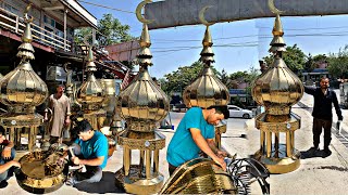 Top Working and Skilful Man Making Mosque Towers from Golden Sheets in Afghanistan with Basic Tools [upl. by Iona806]