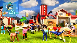 Playmobil horse stable and farm tour largest Playmobil Country farm amp Barn set [upl. by Eilssel]