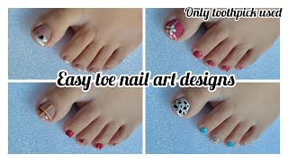 Easy toe nail art designs with toothpick Trendy toe nail art designs [upl. by Erodaeht]