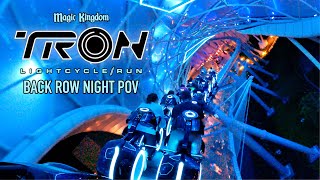 Tron Lightcycle Run Back Row Night POV Magic Kingdom New for 2023 Tomorrowland Roller Coaster [upl. by Edelson]