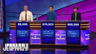 Tournament of Champions 2019 James Holzhauers Final Winning Moment  JEOPARDY [upl. by Lupiv]