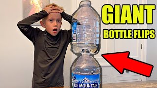 GIANT Bottle Flip Challenge  Colin Amazing [upl. by Arvid]