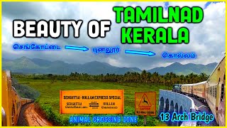 🚂SENGOTTAI KOLLAM EXPRESS  Scenic Route of Tamilnadu  Kerala  Hills  Rainfall  Train Paiyan [upl. by Elawalo]