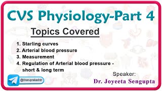 CVS Physiology Part  4  Starling Curves Regulation of Arterial Blood Pressure [upl. by Willow998]