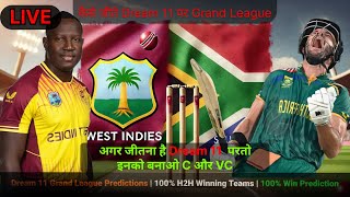 🔴 Live WI vs SA Dream11 Prediction  wi vs sa dream11 live gl team prediction today 3rd T20 Matc [upl. by Gimpel]