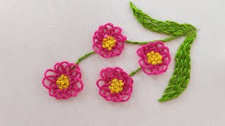 Hand Embroidery  Pekinese stitch flower design [upl. by Aihsiym]